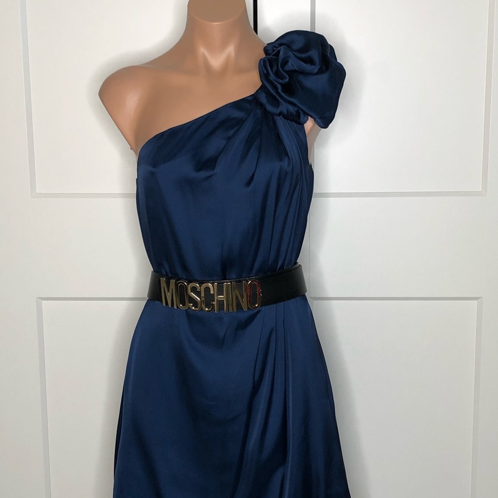 Zara Beautiful silky like dress, navy blue